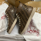 Authentic Christian Louboutin Brown Leather Spikes Sneakers 10UK 44 10 11US