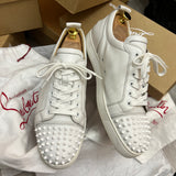 Authentic Christian Louboutin White Calf Leather Sneakers 10.5UK 44.5 11.5US