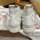 Authentic Christian Louboutin White Leather Spikes Sneakers 9.5UK 43.5 10.5US