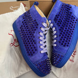 Authentic Christian Louboutin Pervenche Suede Purple Sneakers 7UK 41 8US