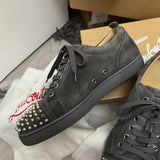 Authentic Christian Louboutin Grey Shadow Suede Spikes sneakers 9UK 43 10US