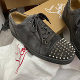 Authentic Christian Louboutin Grey Shadow Suede Spikes sneakers 9UK 43 10US