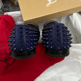 Authentic Christian Louboutin Blue Rollerboy spikes Leather Shoes 7UK 41 8US