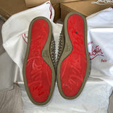 Authentic Christian Louboutin Khaki Leather Sneakers Spikes 7UK 41 7