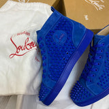 Authentic Christian Louboutin Blue Suede Spikes Sneakers 7UK 7 41 8US
