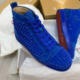 Authentic Christian Louboutin Blue Suede Spikes Sneakers 7UK 7 41 8US