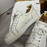 Authentic Christian Louboutin White Grained Leather Sneakers 7.5UK 8.5US 41.5