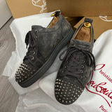 Authentic Christian Louboutin Shadow Grey Junior Suede spike sneakers 8UK 42 8