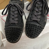 Authentic Christian Louboutin Grey Fusain Junior Spikes sneaker 8.5UK 42.5 9.5US