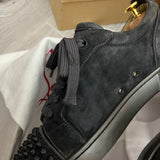 Authentic Christian Louboutin Grey Fusain Junior Spikes sneaker 8.5UK 42.5 9.5US