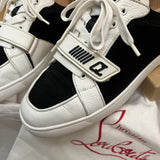 Authentic Christian Louboutin Rantulow white Black leather Mesh sneaker 8UK 42 9US