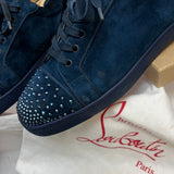 Authentic Christian Louboutin Blue Degra Strass Suede Sneakers 10UK 44 11US