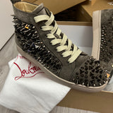 Authentic Christian Louboutin Grey Pik Pik Suede Spikes Sneakers 7UK 41 8US