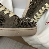 Authentic Christian Louboutin Grey Pik Pik Suede Spikes Sneakers 7UK 41 8US