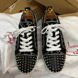 Authentic Christian Louboutin Black Suede Embroider Sneaker 9.5UK 43.5 10.5US