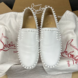 Authentic Christian Louboutin White Pikboat Leather Sneakers 6.5UK 40.5